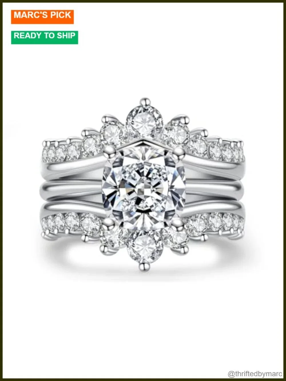 Moissanite Engagement Ring Bridal Set 4.52cttw Cushion Cut 925 Sterling Silver